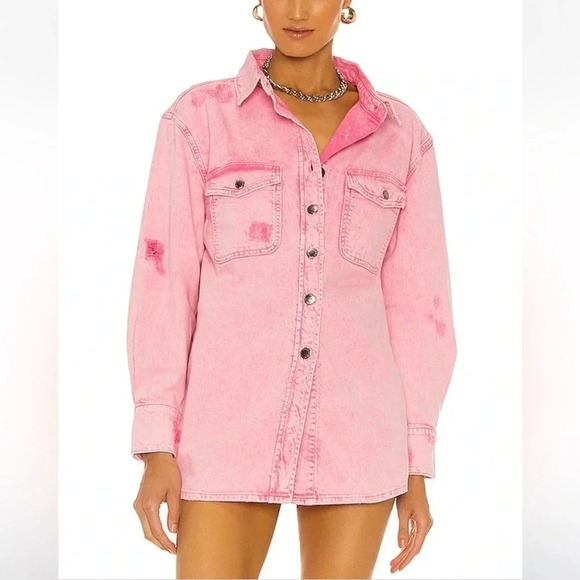 Retrofête Doreen Shirt in Vintage Pink Size Medium - Picture 2 of 8